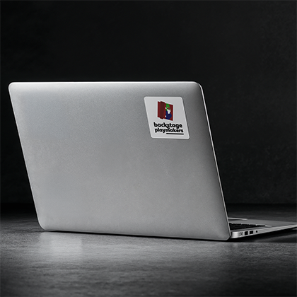 Backstage Playmakers application on laptop sticker